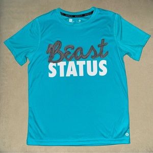 Xersion Teal Dri-fit Type Tee “Beast Status” Girls Size Medium (10/12) NWOT